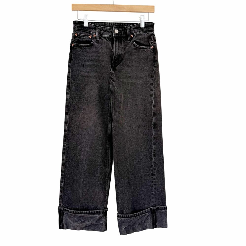American Eagle Black Stovepipe Cuffed Jeans Sz 00S
